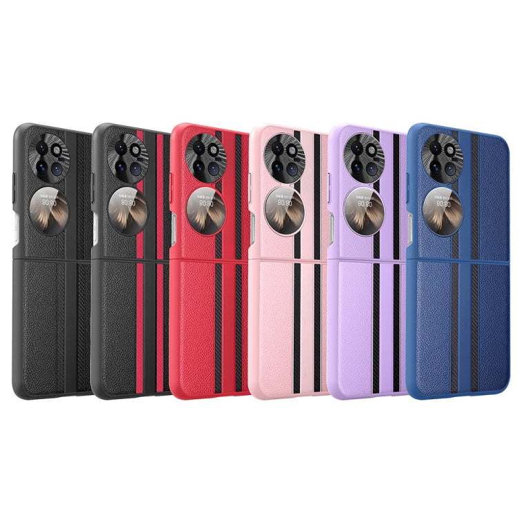 For Huawei P50 Pocket  Litchi Texture PU Shockproof Phone Case(Blue)