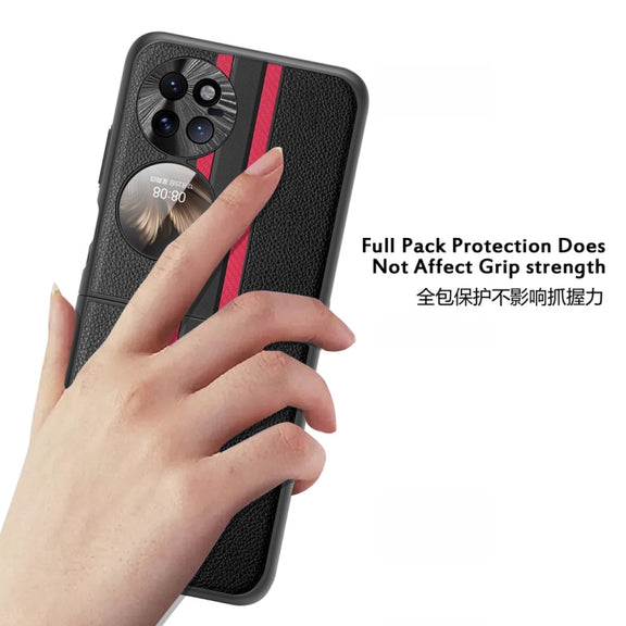 For Huawei P50 Pocket  Litchi Texture PU Shockproof Phone Case(Pink)