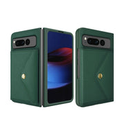 For Google Pixel Fold Litchi Texture Integrated Phone Case with Card Bag(Green)