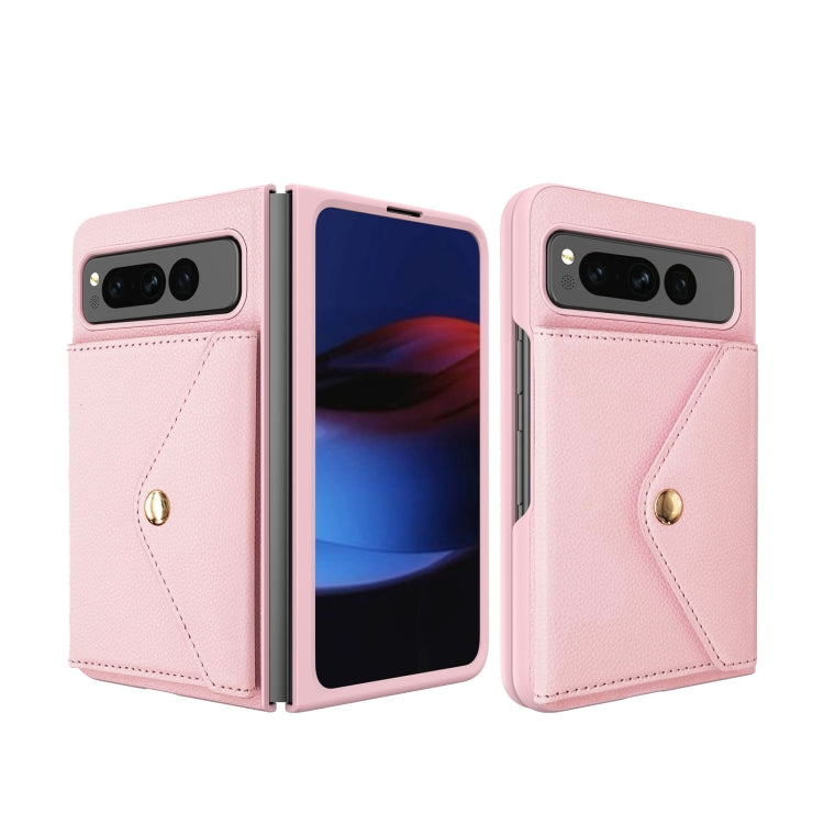 For Google Pixel Fold Litchi Texture Integrated Phone Case with Card Bag(Pink)
