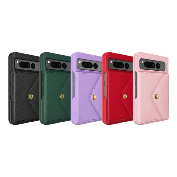 For Google Pixel Fold Litchi Texture Integrated Phone Case with Card Bag(Pink)