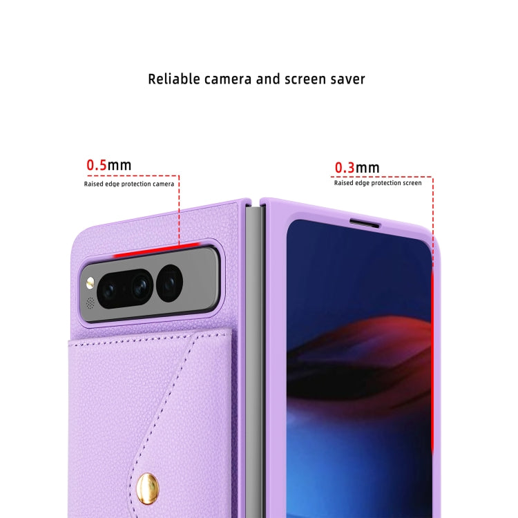 For Google Pixel Fold Litchi Texture Integrated Phone Case with Card Bag(Pink)