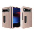 For Google Pixel Fold Litchi Texture Integrated Shockproof Phone Case with Holder(Gold) - Google Cases by PMC TechLife | Online Shopping South Africa | PMC TechLife | Buy Now Pay Later Mobicred