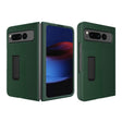 For Google Pixel Fold Litchi Texture Integrated Shockproof Phone Case with Holder(Green) - Google Cases by PMC TechLife | Online Shopping South Africa | PMC TechLife | Buy Now Pay Later Mobicred