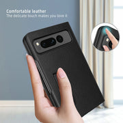 For Google Pixel Fold Litchi Texture Integrated Shockproof Phone Case with Holder(Purple)