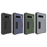 For Google Pixel Fold Twill Texture Integrated Shockproof Phone Case with Holder(Green)