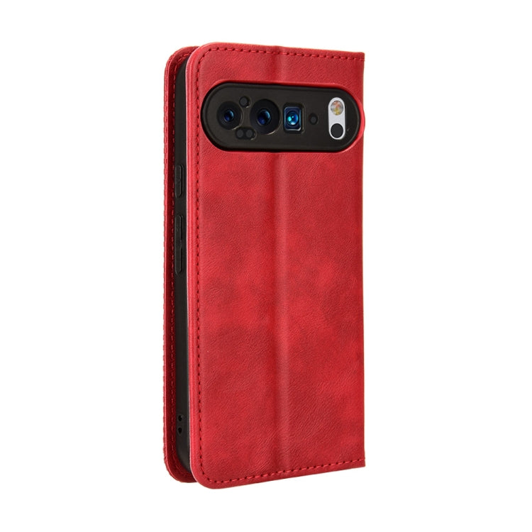 For Google Pixel 9 Pro Magnetic Buckle Retro Texture Leather Phone Case(Red)