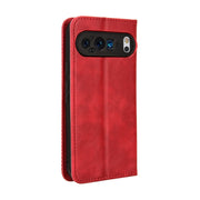 For Google Pixel 9 Magnetic Buckle Retro Texture Leather Phone Case(Red)