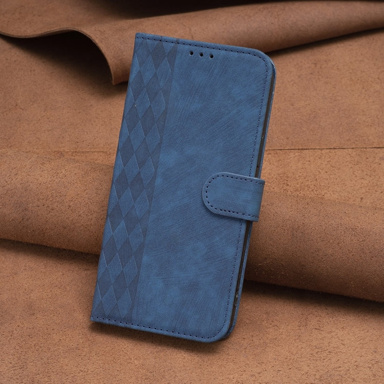 For Samsung Galaxy S23 Ultra 5G Plaid Embossed Leather Phone Case(Blue)