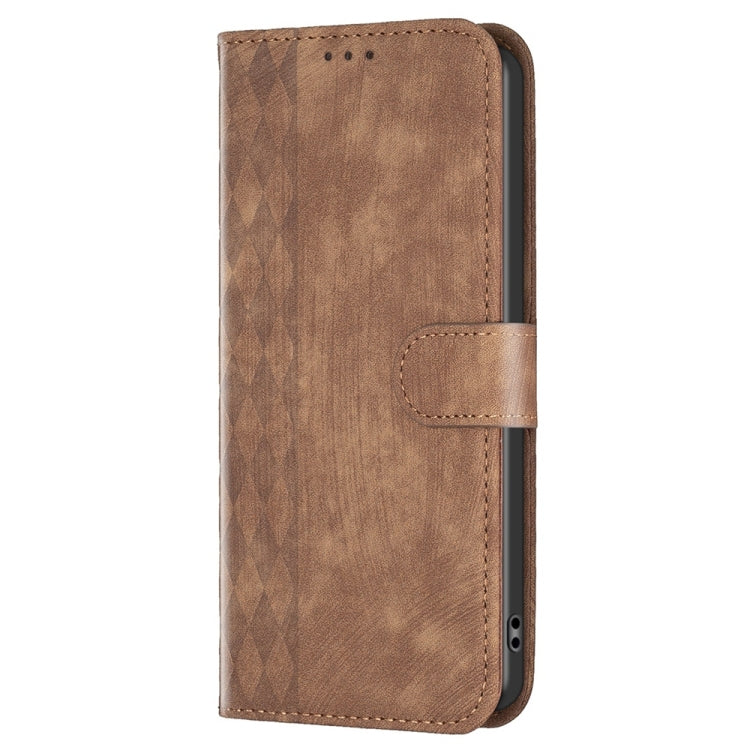 For Xiaomi 13 Plaid Embossed Leather Phone Case(Brown)