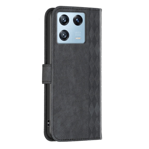 For Xiaomi 13 Pro Plaid Embossed Leather Phone Case(Black)