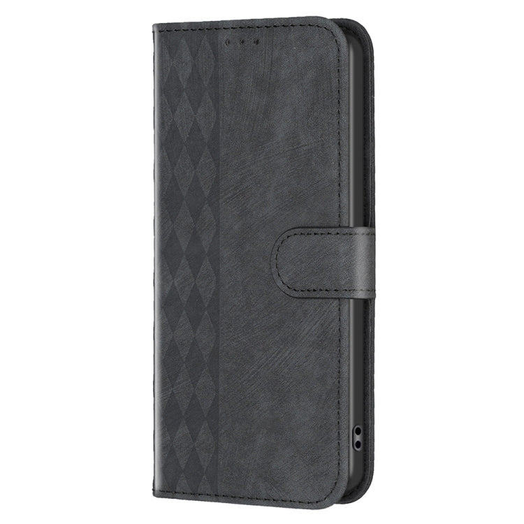 For Xiaomi Redmi Note 9 Plaid Embossed Leather Phone Case(Black)