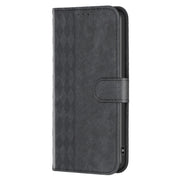 For Xiaomi Redmi Note 9 Plaid Embossed Leather Phone Case(Black)