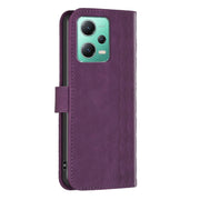For Xiaomi Redmi Note 12 5G Global Plaid Embossed Leather Phone Case(Purple)