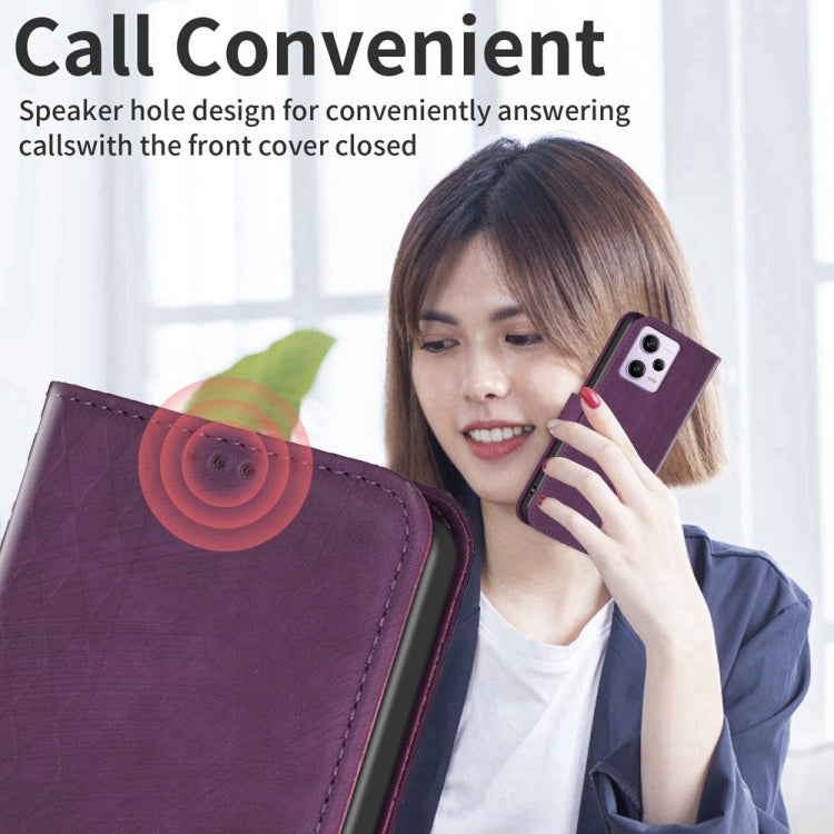 For Xiaomi Redmi Note 12 Pro Global Plaid Embossed Leather Phone Case(Purple)