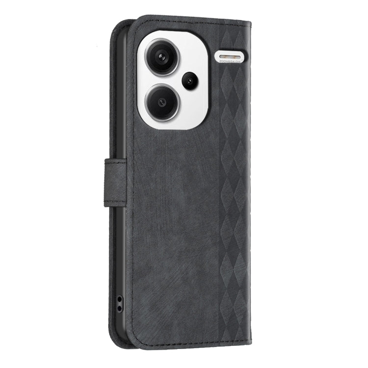 For Xiaomi Redmi Note 13 Pro+ 5G Plaid Embossed Leather Phone Case(Black)