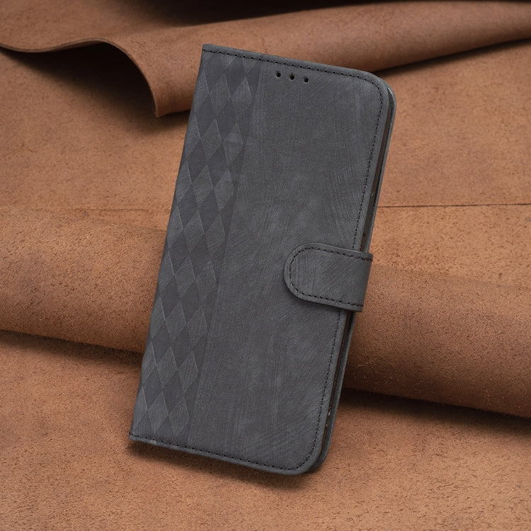 For Xiaomi Redmi 13C Plaid Embossed Leather Phone Case(Black)