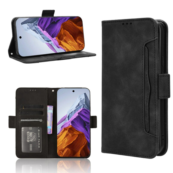 For Google Pixel 9 Pro Skin Feel Calf Texture Card Slots Leather Phone Case(Black)