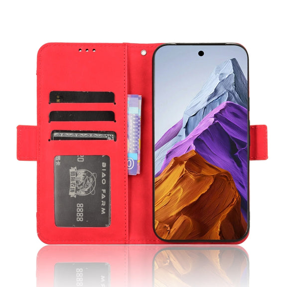 For Google Pixel 9 Pro Skin Feel Calf Texture Card Slots Leather Phone Case(Red)