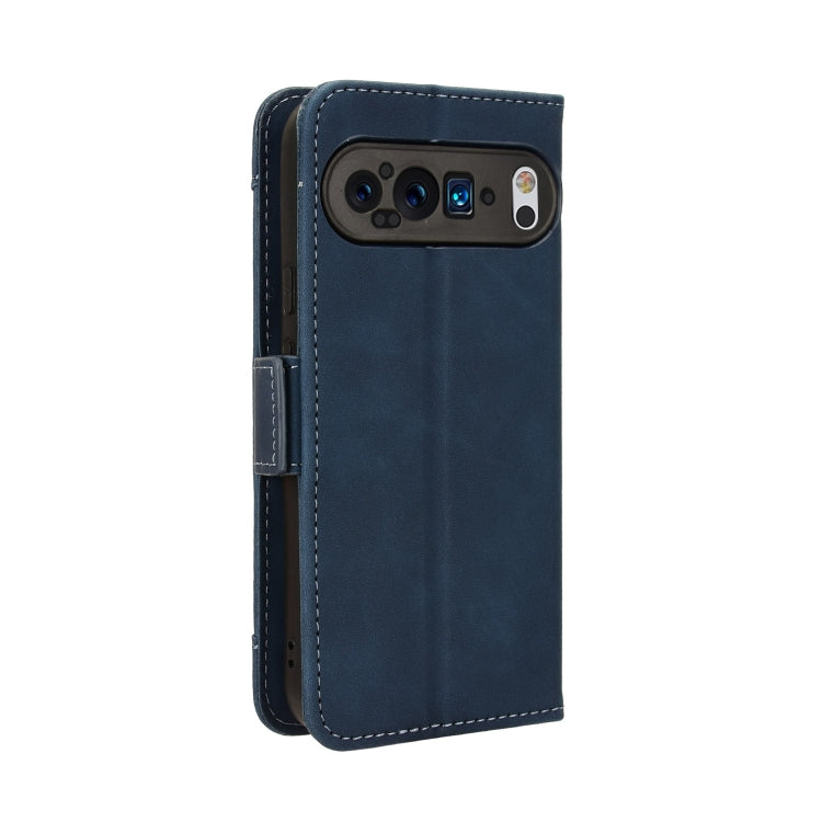 For Google Pixel 9 Pro Skin Feel Calf Texture Card Slots Leather Phone Case(Blue)