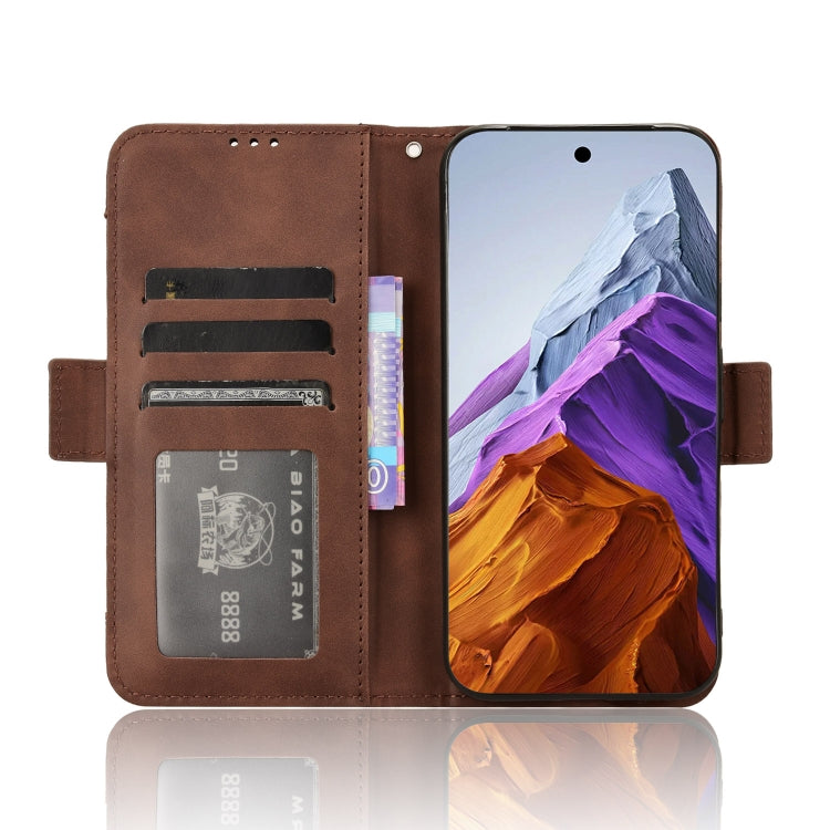 For Google Pixel 9 Pro Skin Feel Calf Texture Card Slots Leather Phone Case(Brown)