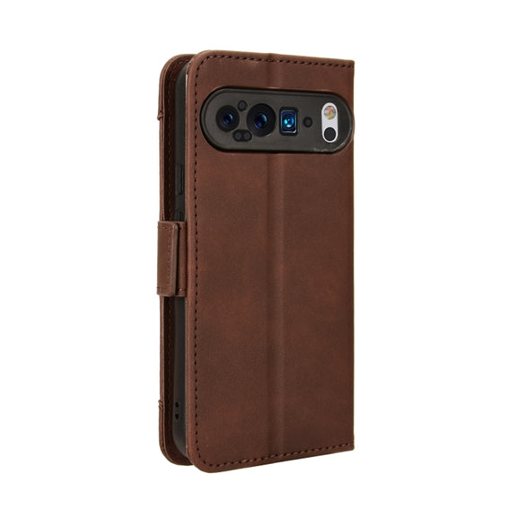 For Google Pixel 9 Skin Feel Calf Texture Card Slots Leather Phone Case(Brown)