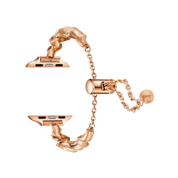 Ribbon Wave Metal Watch Band For Apple Watch SE 2023 44mm(Rose Gold)