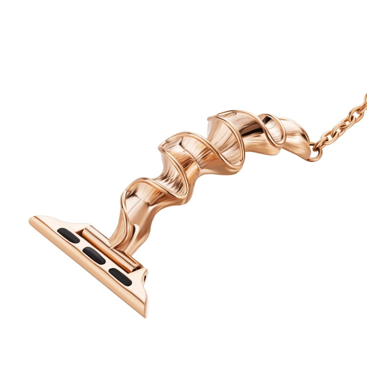 Ribbon Wave Metal Watch Band For Apple Watch SE 2023 44mm(Rose Gold)