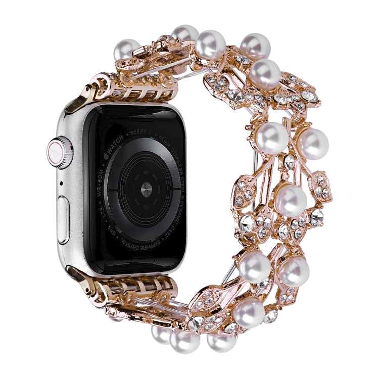 Four-leaf Bead Metal Watch Band For Apple Watch Ultra 2 49mm(Rose Gold)