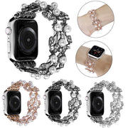Four-leaf Bead Metal Watch Band For Apple Watch Series 10 46mm(Rose Gold)