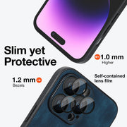 For iPhone 14 Pro Max Skin Feel Leather MagSafe Magnetic Phone Case(Blue)