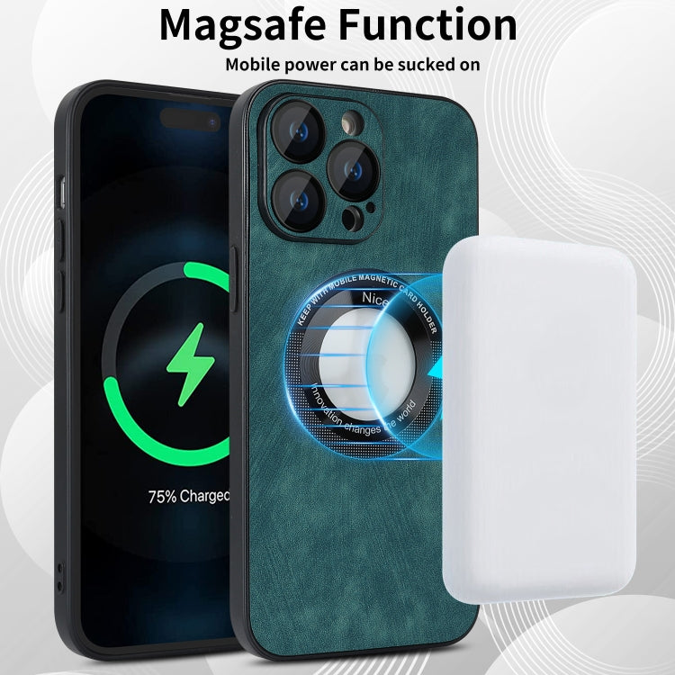 For iPhone 13 Pro Skin Feel Leather MagSafe Magnetic Phone Case(Green)