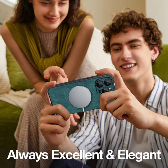 For iPhone 13 Pro Skin Feel Leather MagSafe Magnetic Phone Case(Green)
