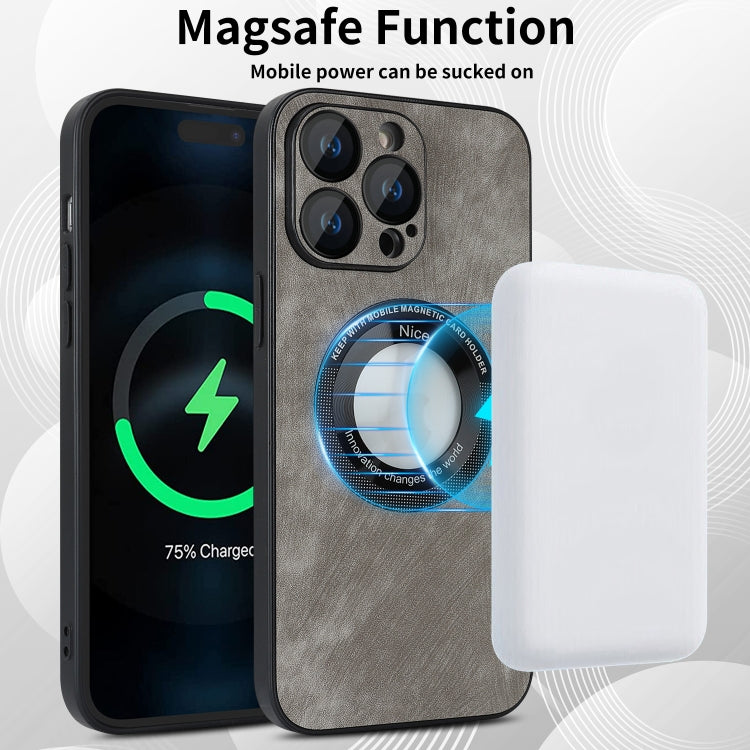 For iPhone 12 Skin Feel Leather MagSafe Magnetic Phone Case(Grey)