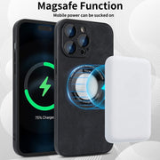 For iPhone 11 Pro Skin Feel Leather MagSafe Magnetic Phone Case(Black)