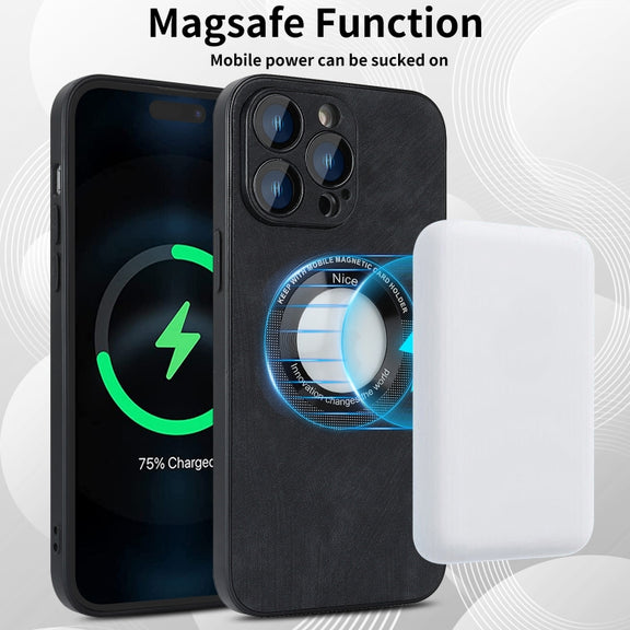 For iPhone 11 Pro Skin Feel Leather MagSafe Magnetic Phone Case(Black)