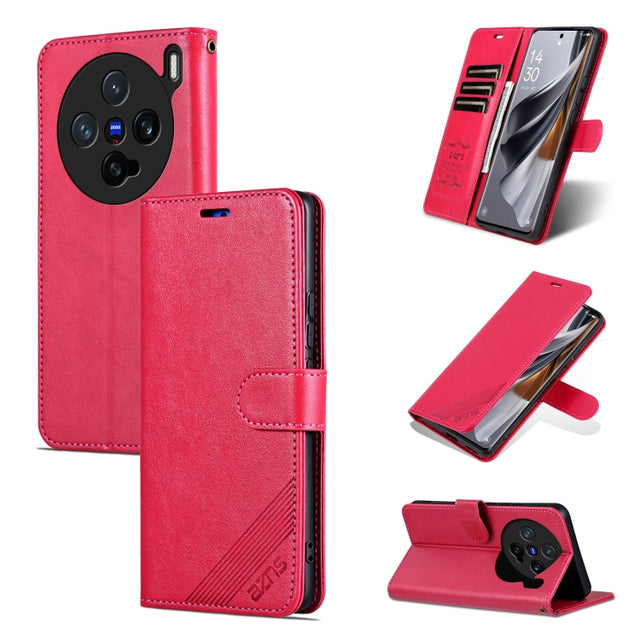 For vivo X200 Pro mini AZNS Sheepskin Texture Flip Leather Phone Case(Red)