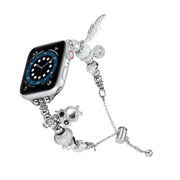 Bead Bracelet Metal Watch Band For Apple Watch SE 2023 44mm(Silver Owl)