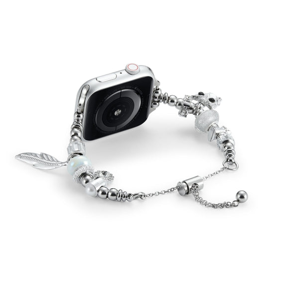 Bead Bracelet Metal Watch Band For Apple Watch Ultra 2 49mm(Silver Owl)