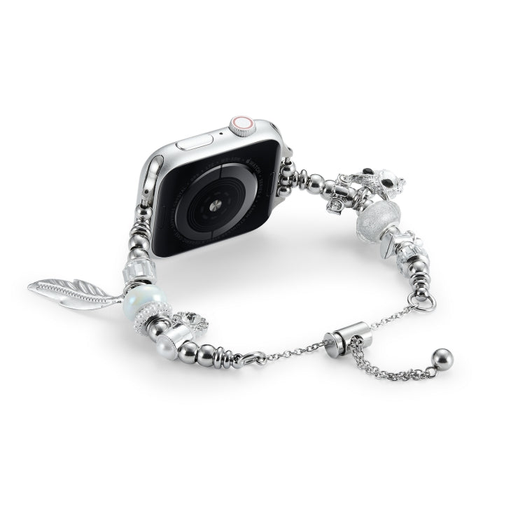 Bead Bracelet Metal Watch Band For Apple Watch Ultra 2 49mm(Silver Owl)