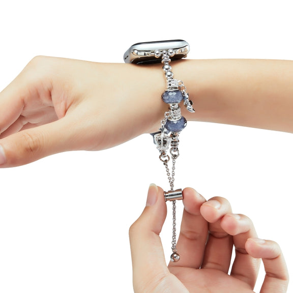 Bead Bracelet Metal Watch Band For Apple Watch Ultra 2 49mm(Silver Owl)