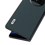 For Huawei Mate X3 ABEEL Genuine Leather Wave Black Edge Phone Case(Green)