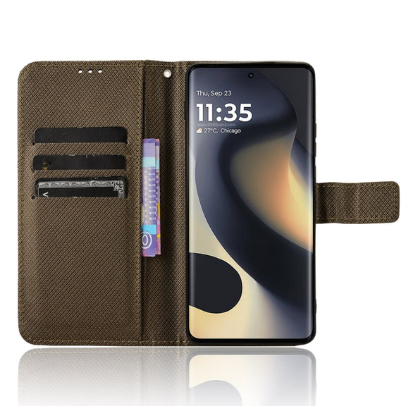For Motorola Edge 2024 5G Diamond Texture Leather Phone Case(Brown)