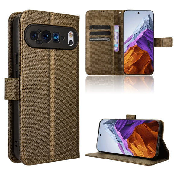 For Google Pixel 9 Pro Diamond Texture Leather Phone Case(Brown)