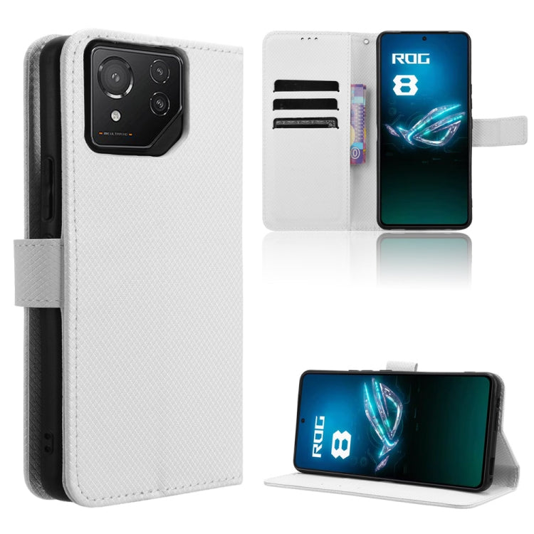 For Asus ROG Phone 8 Diamond Texture Leather Phone Case(White)