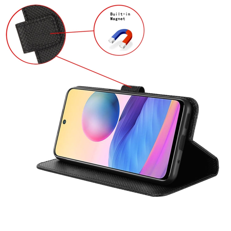 For Huawei nova Y72 4G Diamond Texture Leather Phone Case(Black)