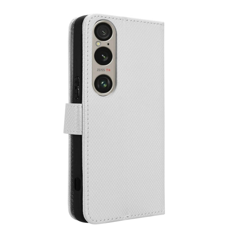 For Sony Xperia 1 VI 2024 Diamond Texture Leather Phone Case(White)