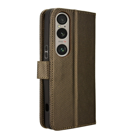 For Sony Xperia 1 VI 2024 Diamond Texture Leather Phone Case(Brown)