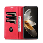 For Huawei Pura 70 Fine Hole AZNS Magnetic Calf Texture Flip Leather Phone Case(Red)