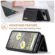 For Google Pixel 7A DG.MING M1 Series 3-Fold Multi Card Wallet + Magnetic Phone Case(Black)